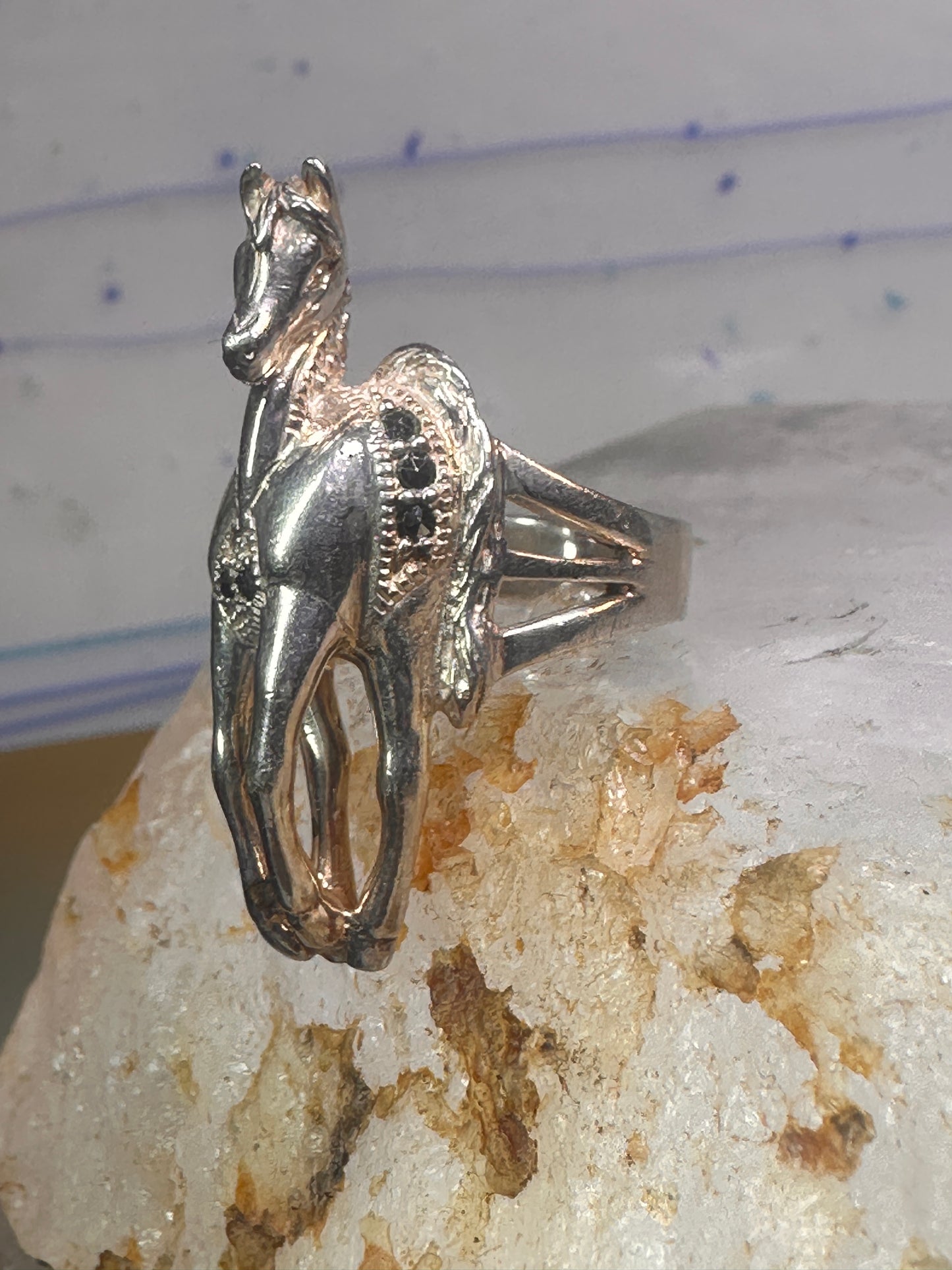 Horse ring marcasites cowgirl southwest Size 5 sterling silver