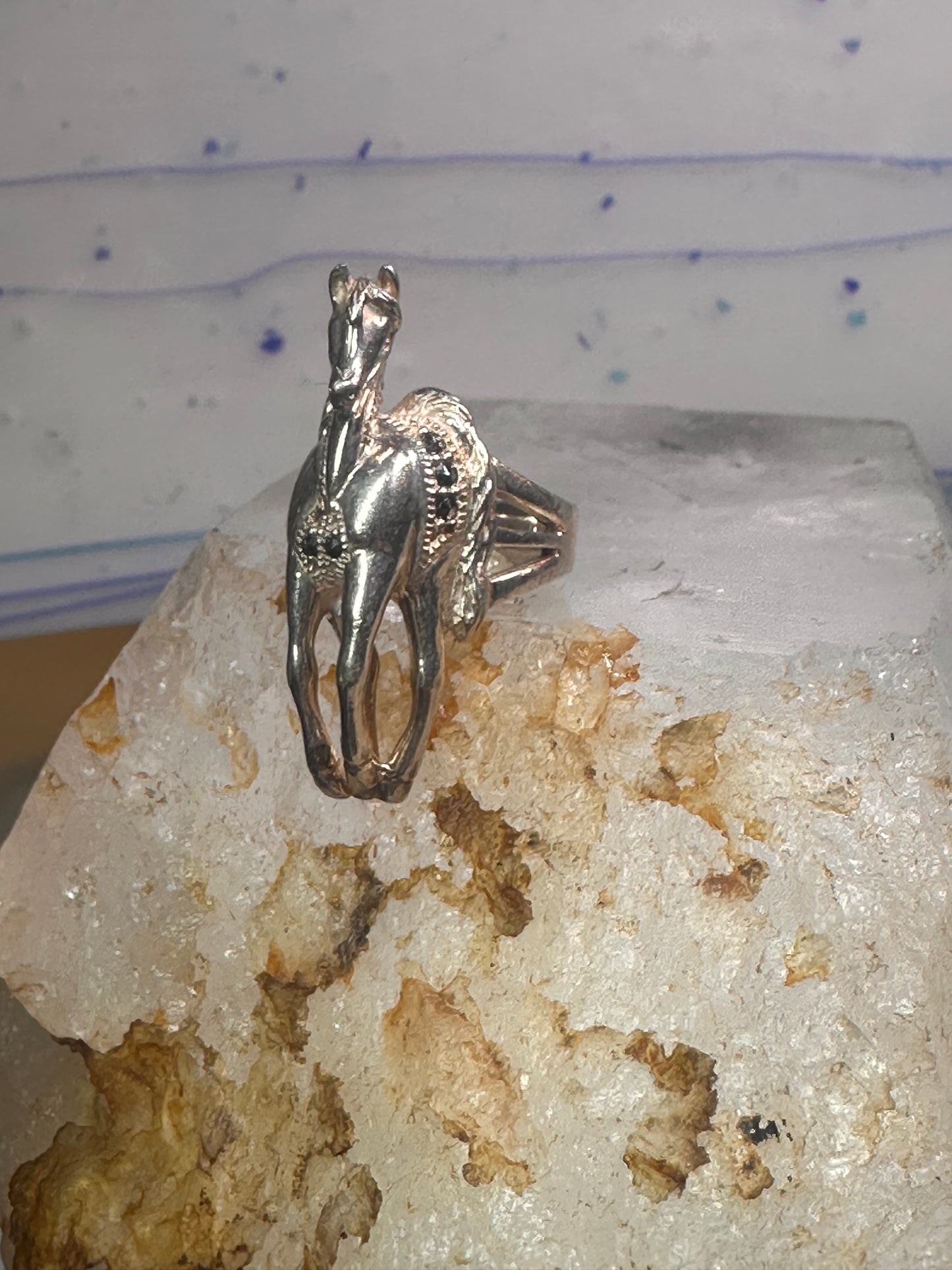 Horse ring marcasites cowgirl southwest Size 5 sterling silver