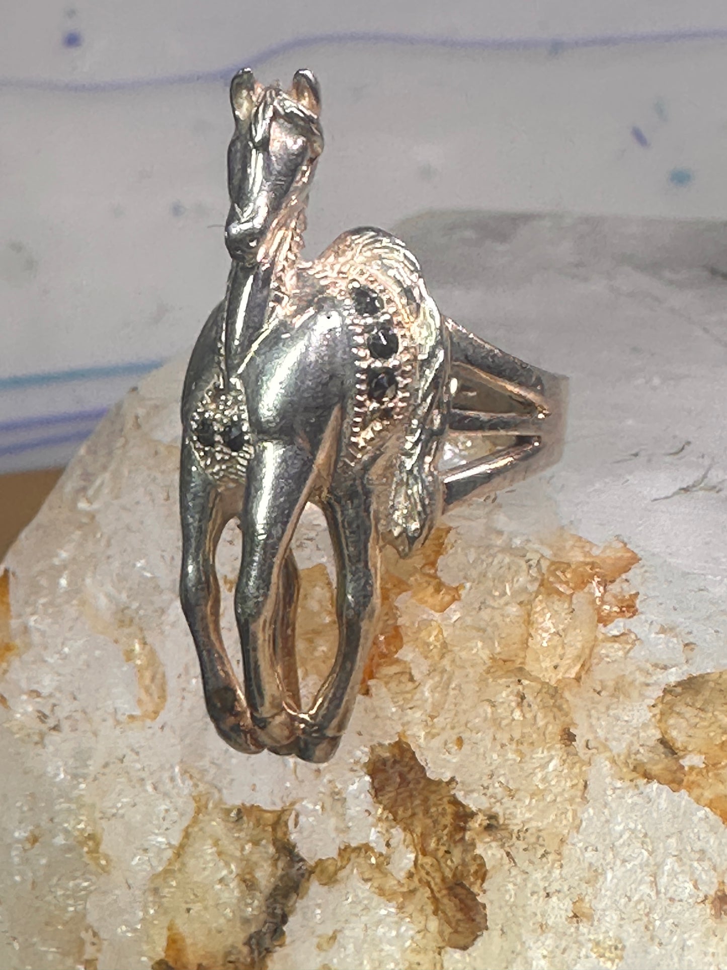 Horse ring marcasites cowgirl southwest Size 5 sterling silver