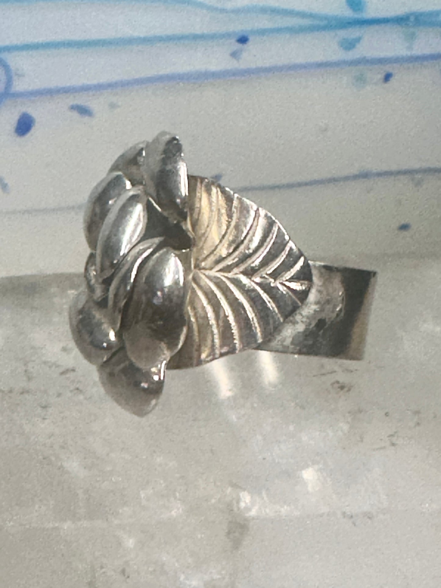 Rose ring big flower band size 7.75 sterling silver women girls