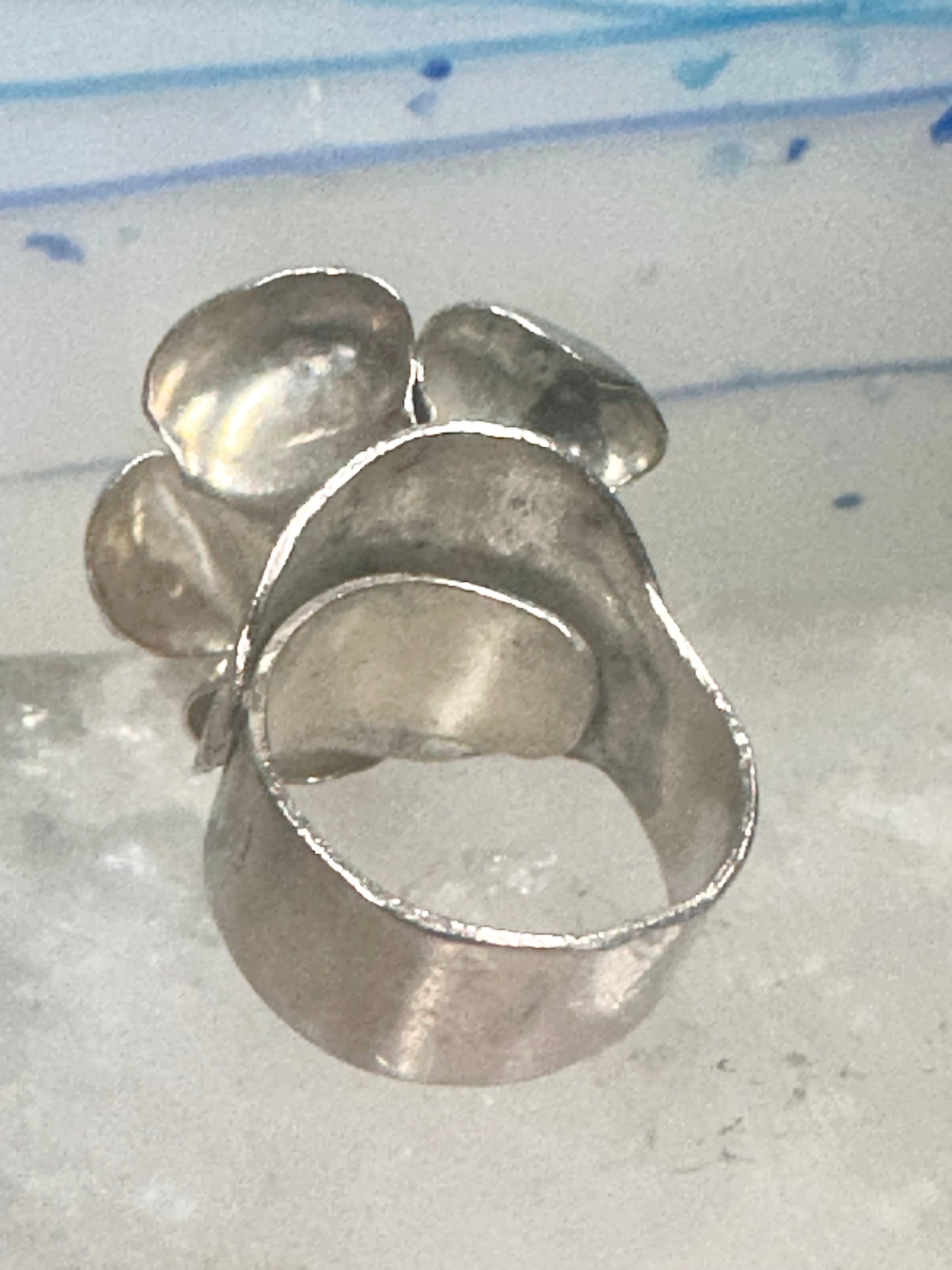 Rose ring big flower band size 7.75 sterling silver women girls