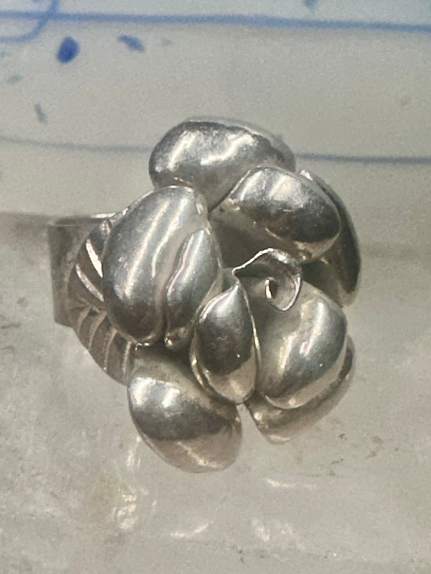 Rose ring big flower band size 7.75 sterling silver women girls