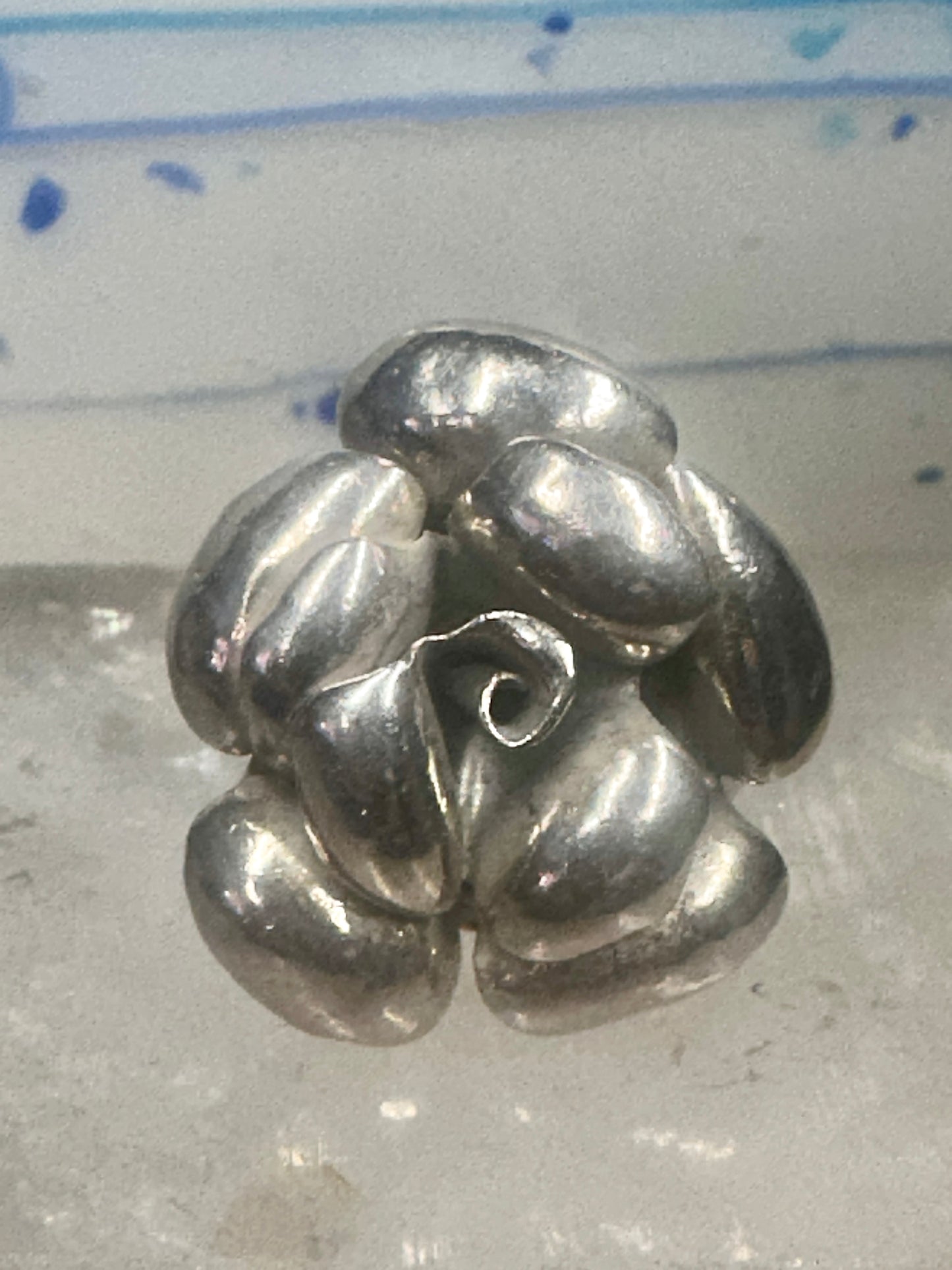 Rose ring big flower band size 7.75 sterling silver women girls