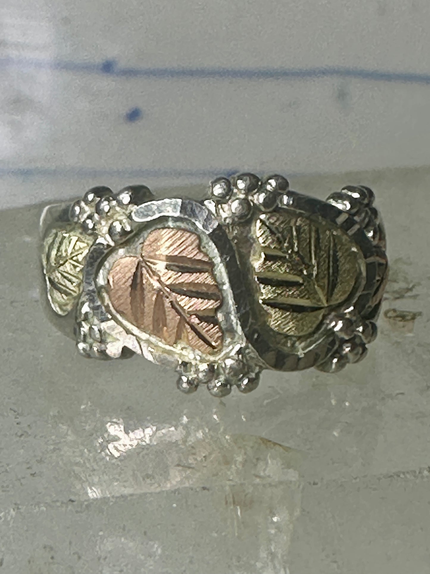 Black Hills Gold ring  size 8.50 floral wedding band sterling silver women men