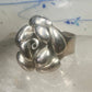 Rose ring big flower band size 7.75 sterling silver women girls