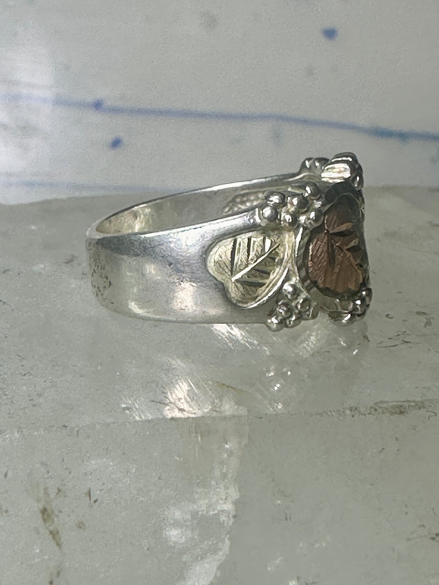 Black Hills Gold ring  size 8.50 floral wedding band sterling silver women men