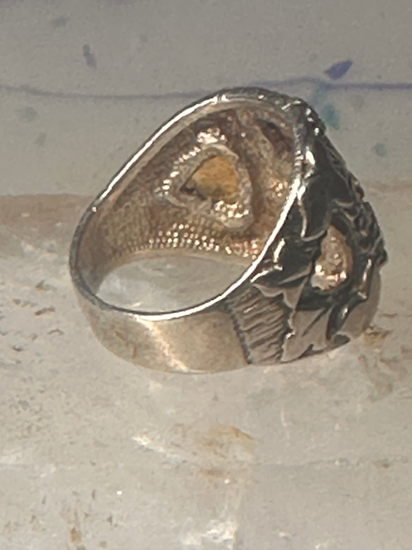 Black Hills Gold ring leaves band size 10.25 sterling silver women men AS IS