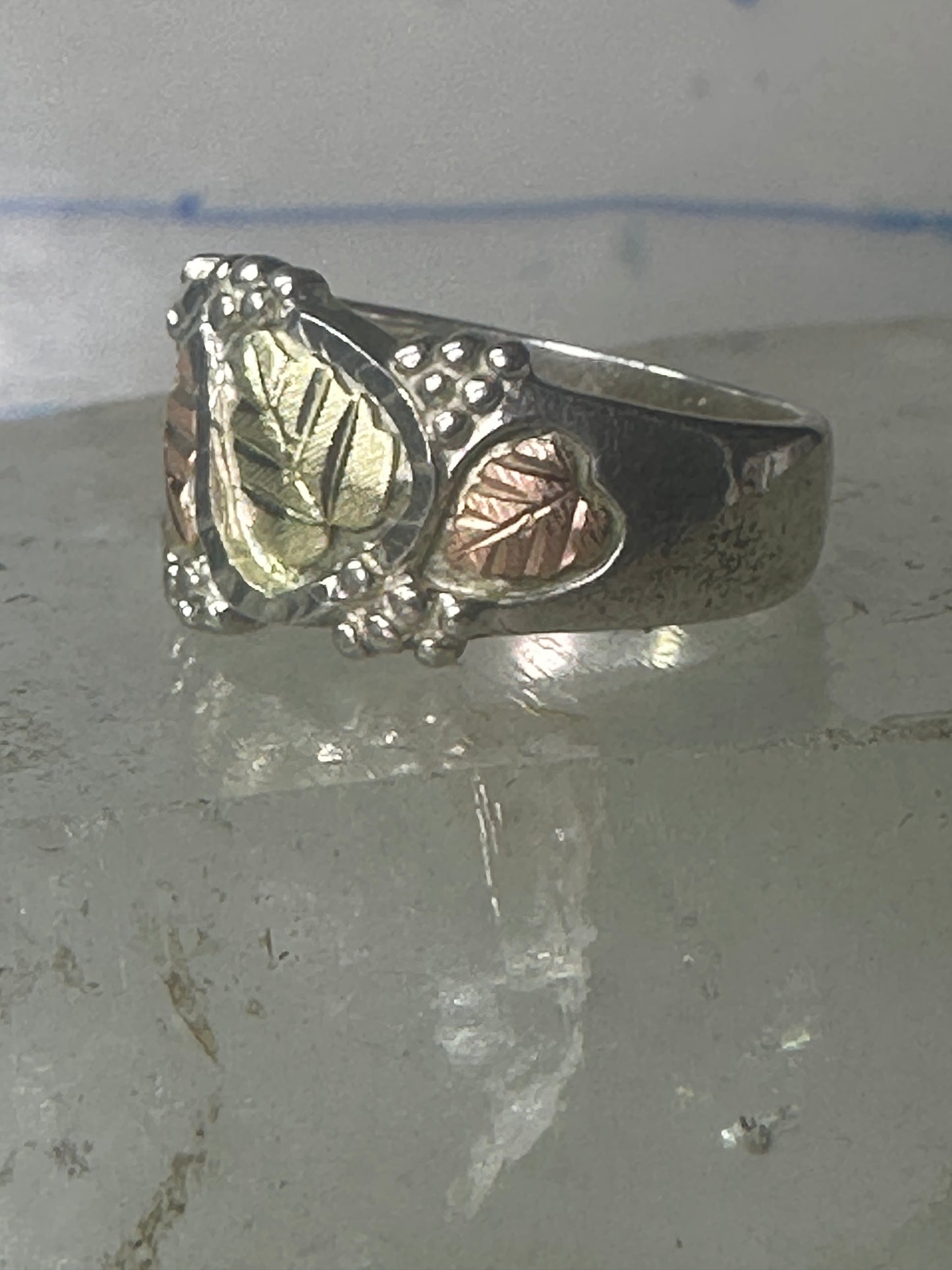 Black Hills Gold ring  size 8.50 floral wedding band sterling silver women men