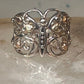 Butterfly ring Black Hills Gold band leaves Size 7.75 sterling silver&nbsp;