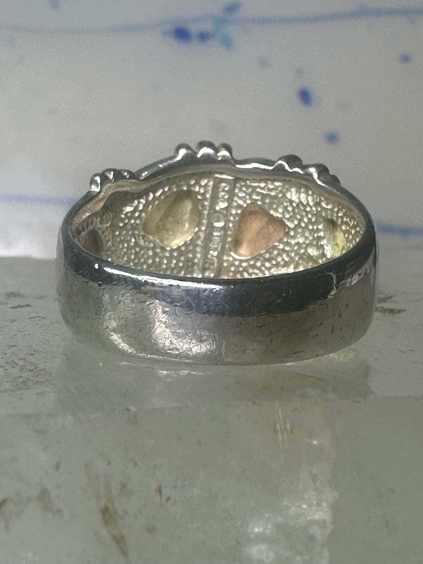 Black Hills Gold ring  size 8.50 floral wedding band sterling silver women men