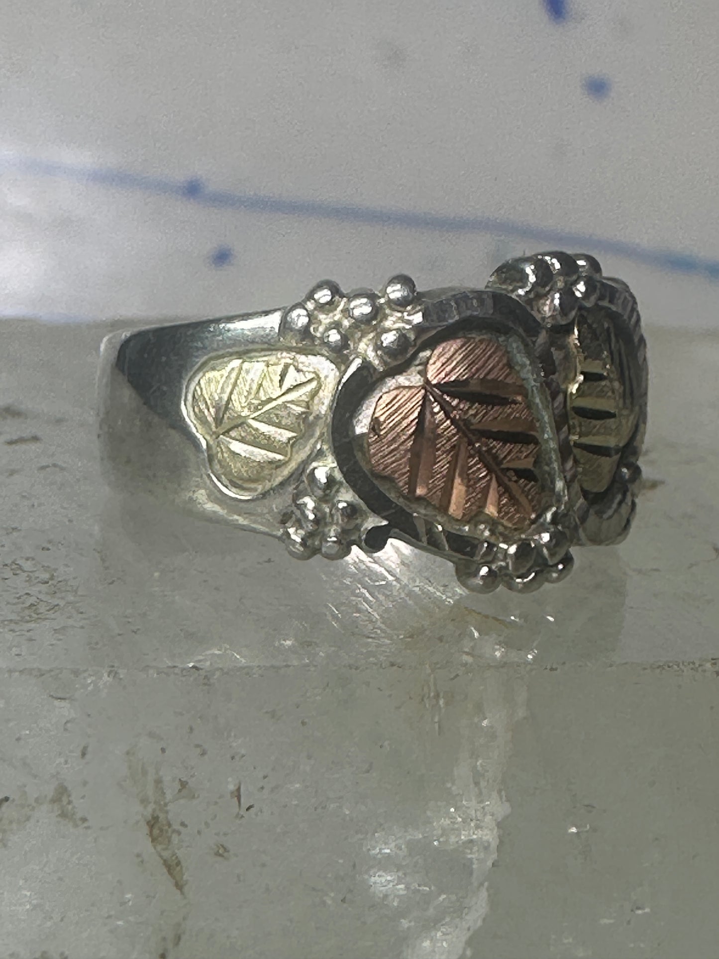 Black Hills Gold ring  size 8.50 floral wedding band sterling silver women men