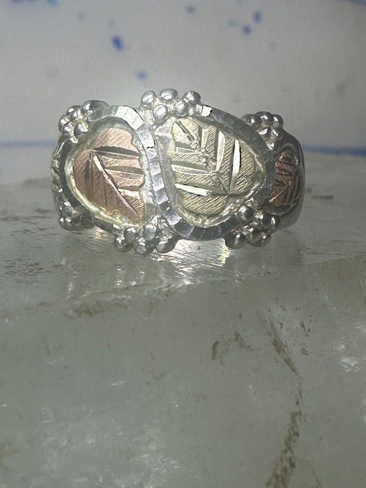 Black Hills Gold ring  size 8.50 floral wedding band sterling silver women men