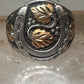 Horseshoe ring Black Hills Gold band good luck leaves Size 10 sterling silver