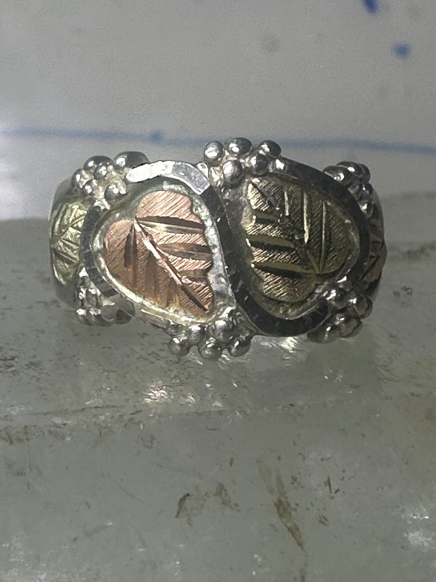 Black Hills Gold ring  size 8.50 floral wedding band sterling silver women men