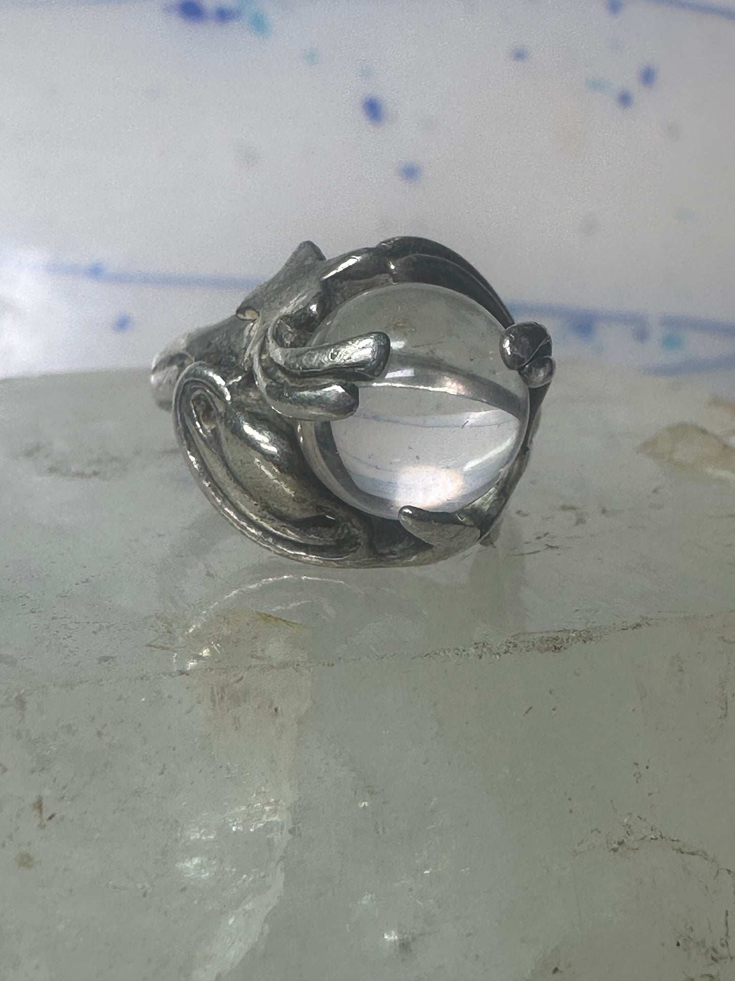 Glass Orb ring Celestial Stars band size 5.75 sterling silver women girls