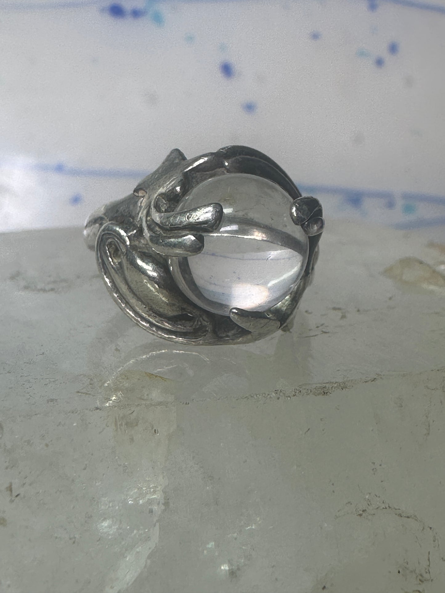 Glass Orb ring Celestial Stars band size 5.75 sterling silver women girls