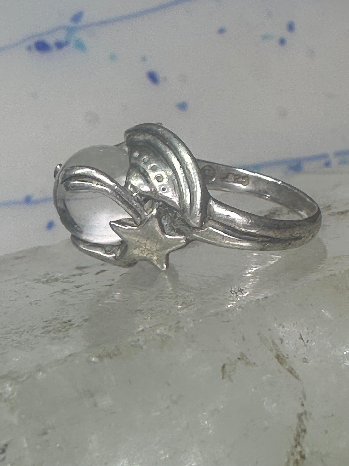 Glass Orb ring Celestial Stars band size 5.75 sterling silver women girls