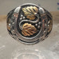 Horseshoe ring Black Hills Gold band good luck leaves Size 10 sterling silver