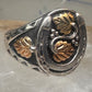 Horseshoe ring Black Hills Gold band good luck leaves Size 10 sterling silver