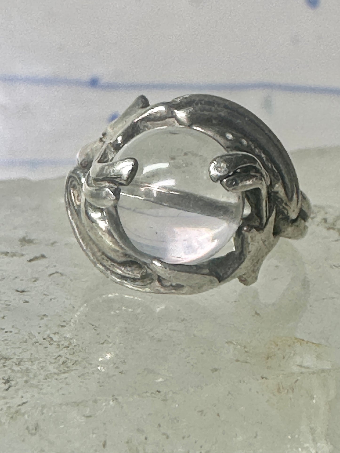 Glass Orb ring Celestial Stars band size 5.75 sterling silver women girls