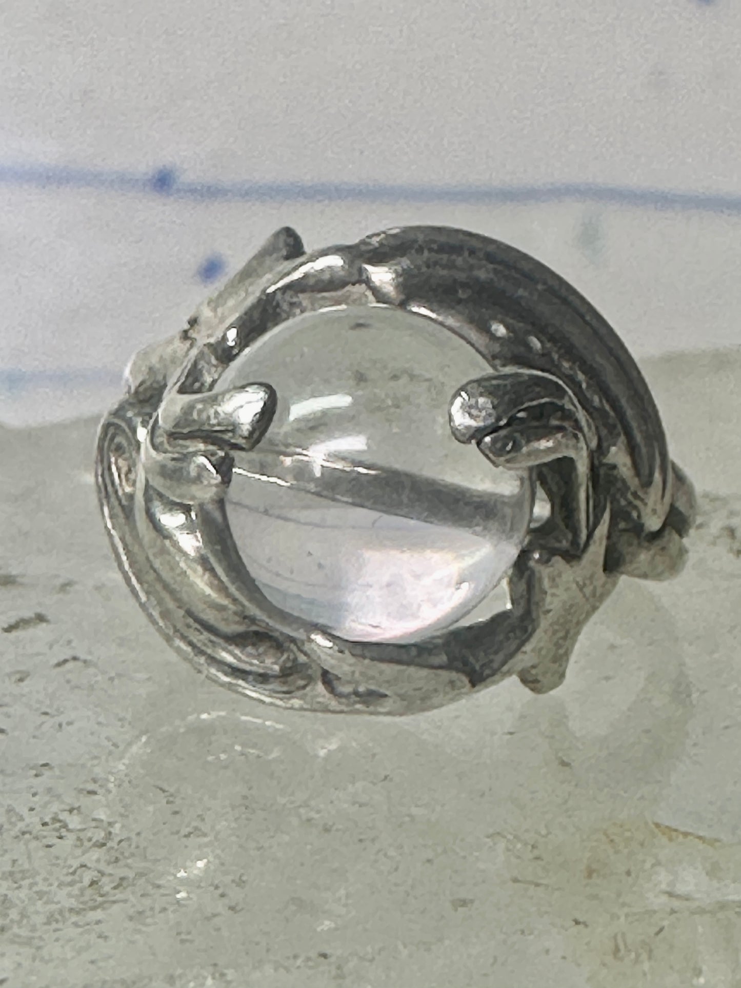 Glass Orb ring Celestial Stars band size 5.75 sterling silver women girls