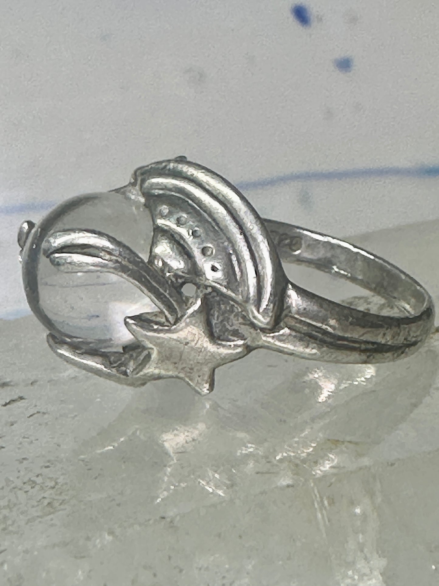 Glass Orb ring Celestial Stars band size 5.75 sterling silver women girls