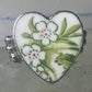 Heart ring Porcelain Ceramic floral flowers Valentine band size 8.50 sterling silver women girls