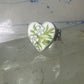 Heart ring Porcelain Ceramic floral flowers Valentine band size 8.50 sterling silver women girls