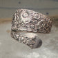 Floral spoon ring ring flower band Size 4.75 sterling silver signed Alvin