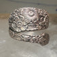Floral spoon ring ring flower band Size 4.75 sterling silver signed Alvin