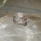 Floral spoon ring ring flower band Size 4.75 sterling silver signed Alvin