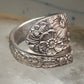 Floral spoon ring ring flower band Size 4.75 sterling silver signed Alvin