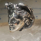 Face ring Classical Renaissance band Size 7.75 sterling silver signed Italy