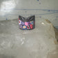 Millefiori ring cigar band floral flowers rope design glass sterling silver size 8 women girls