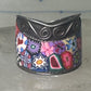 Millefiori ring cigar band floral flowers rope design glass sterling silver size 8 women girls