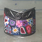 Millefiori ring cigar band floral flowers rope design glass sterling silver size 8 women girls