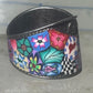 Millefiori ring cigar band floral flowers rope design glass sterling silver size 8 women girls