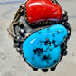 Navajo ring size 10.75 Coral Turquoise sterling silver women men