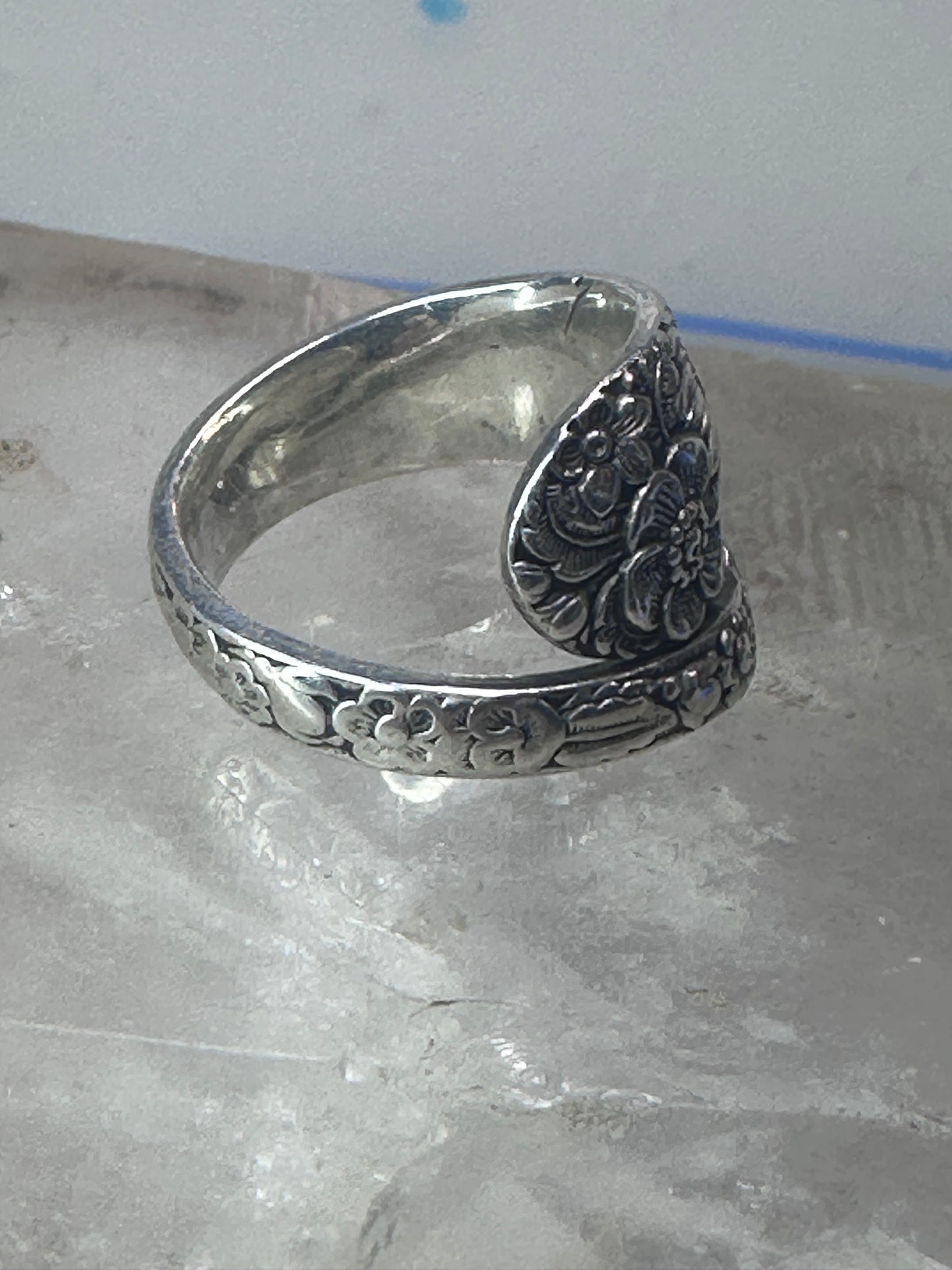 Floral Spoon ring flowers band size 5.50 sterling silver women girls&nbsp;