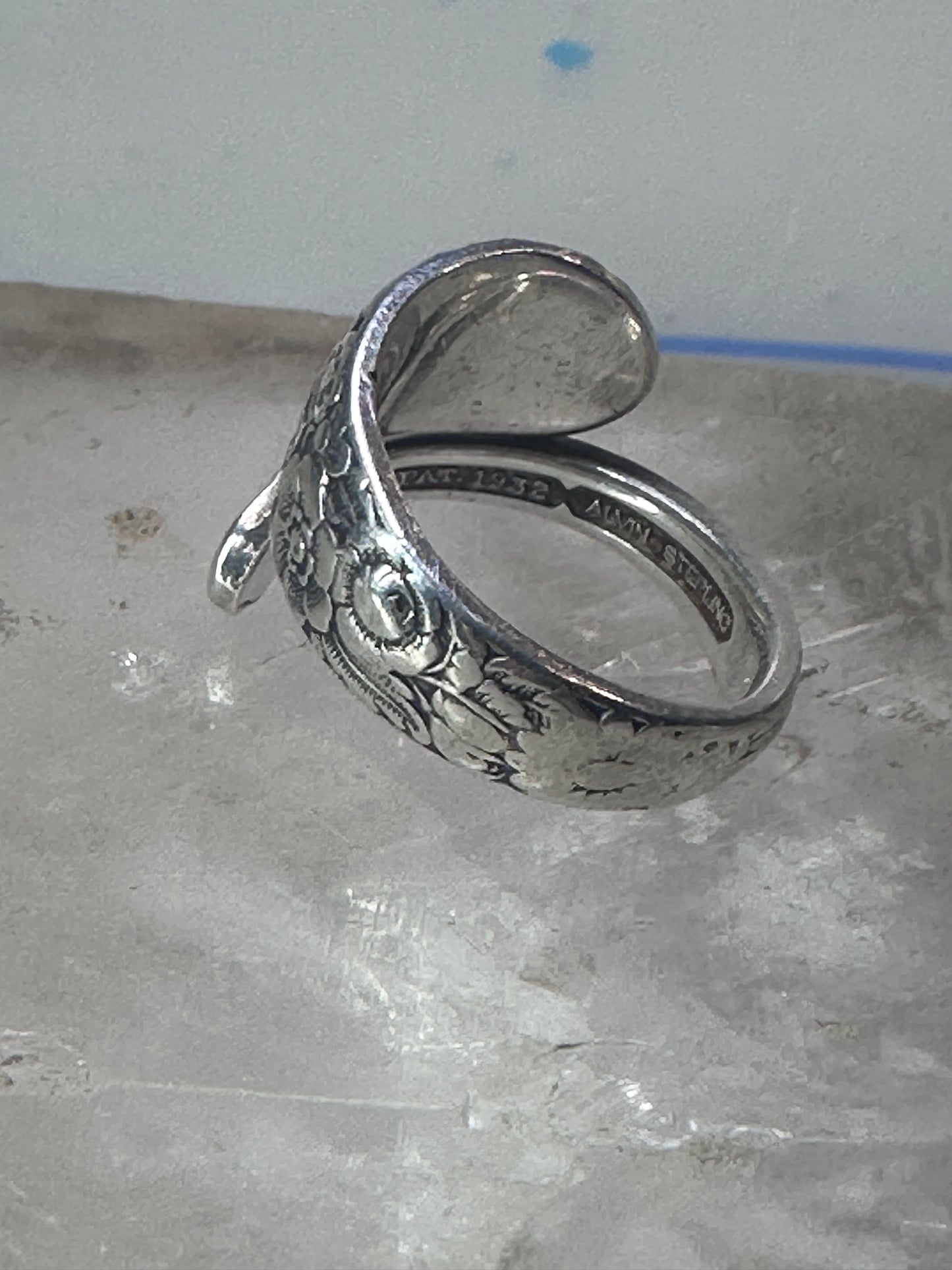 Floral Spoon ring flowers band size 5.50 sterling silver women girls&nbsp;