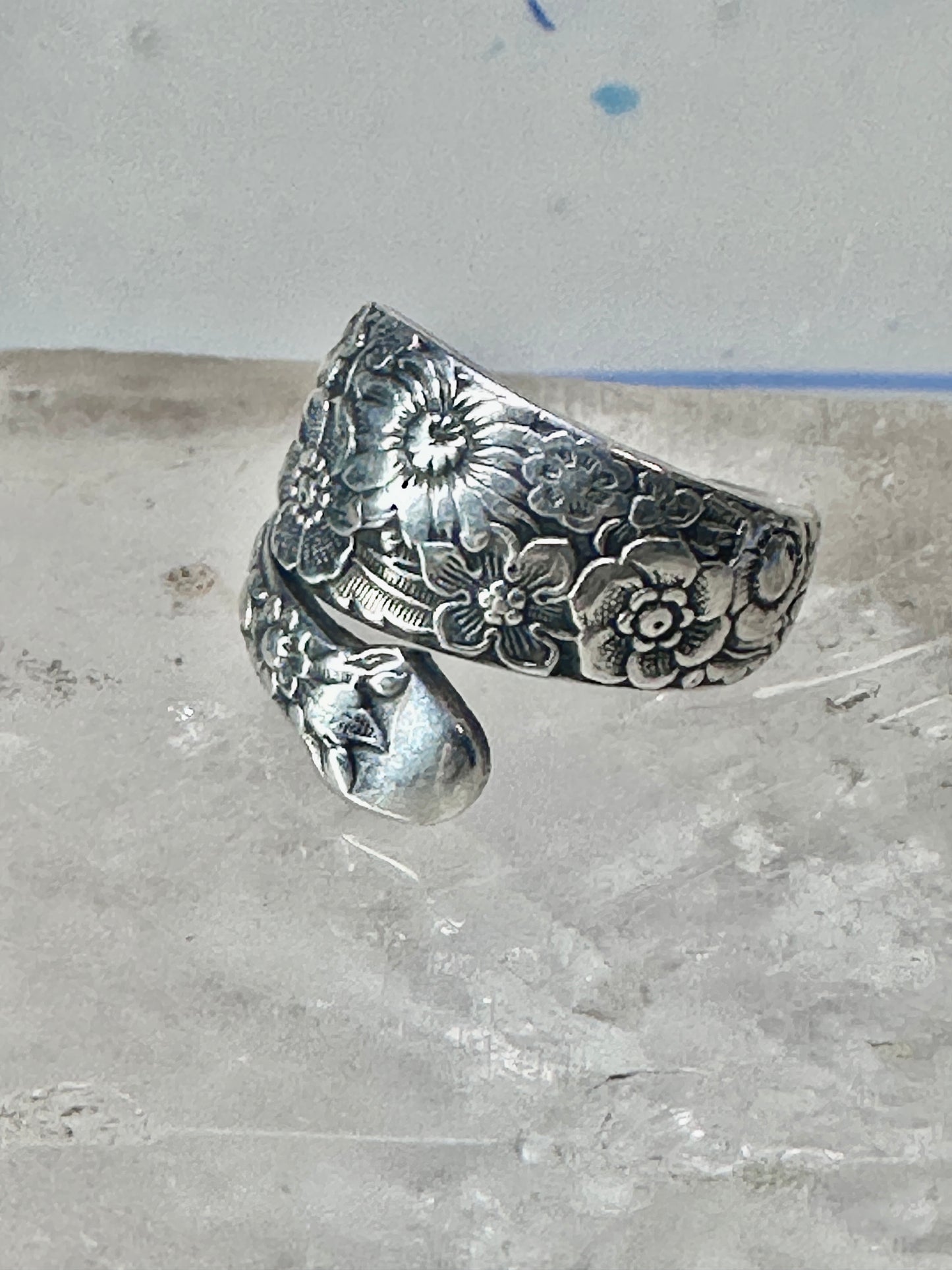 Floral Spoon ring flowers band size 5.50 sterling silver women girls&nbsp;