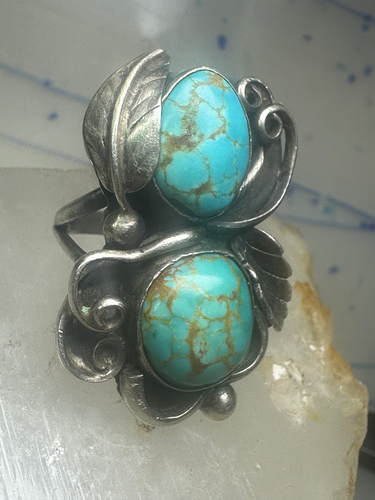 Navajo ring long turquoise size 5 sterling silver women girls