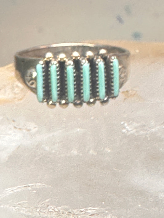 Zuni ring turquoise needlepoint petite point Size 7.25 sterling silver women