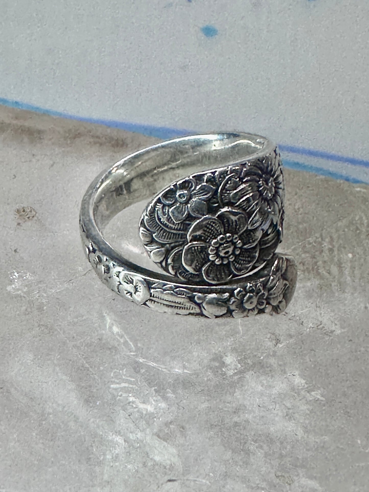 Floral Spoon ring flowers band size 5.50 sterling silver women girls&nbsp;