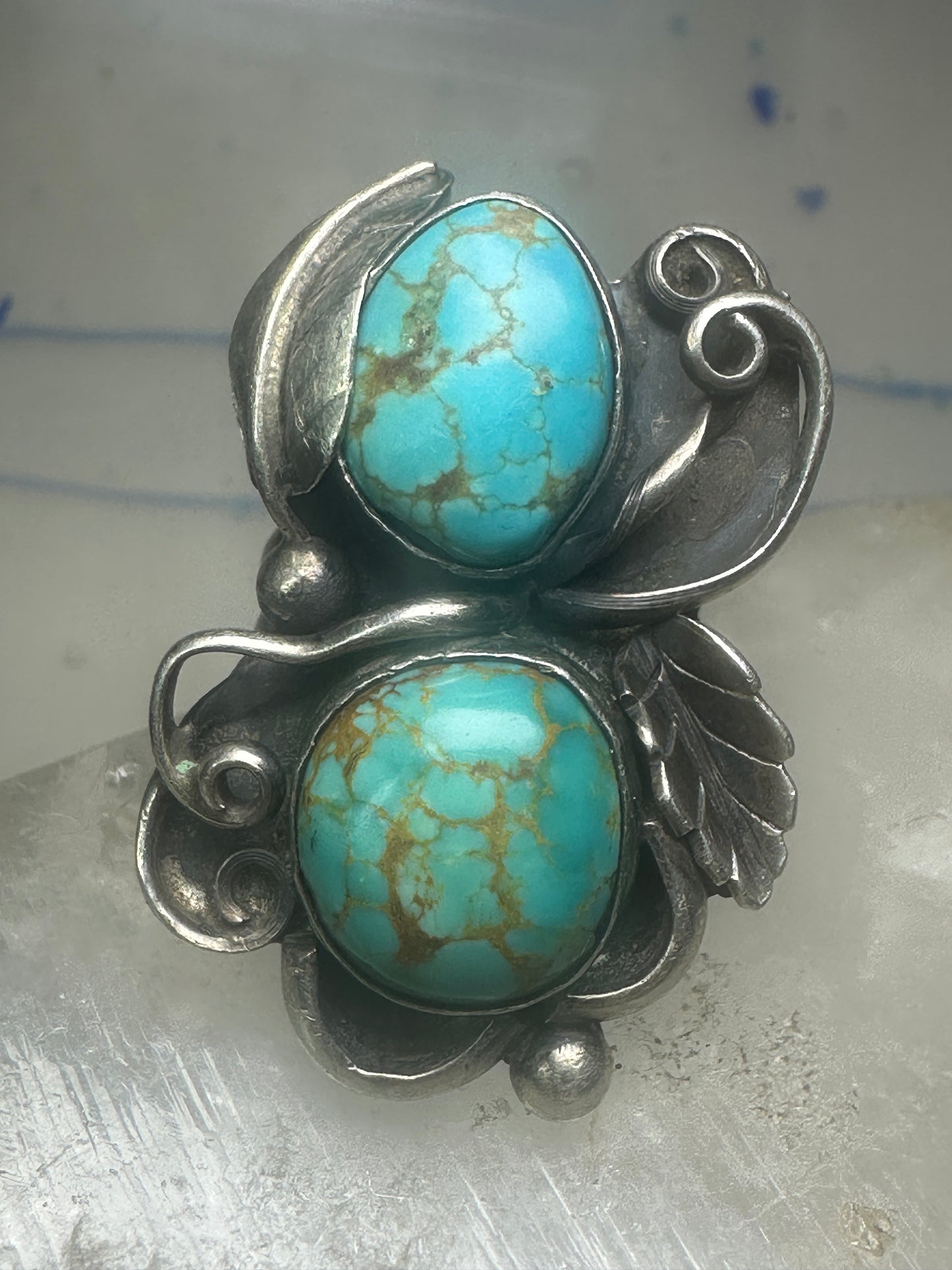 Navajo ring long turquoise size 5 sterling silver women girls
