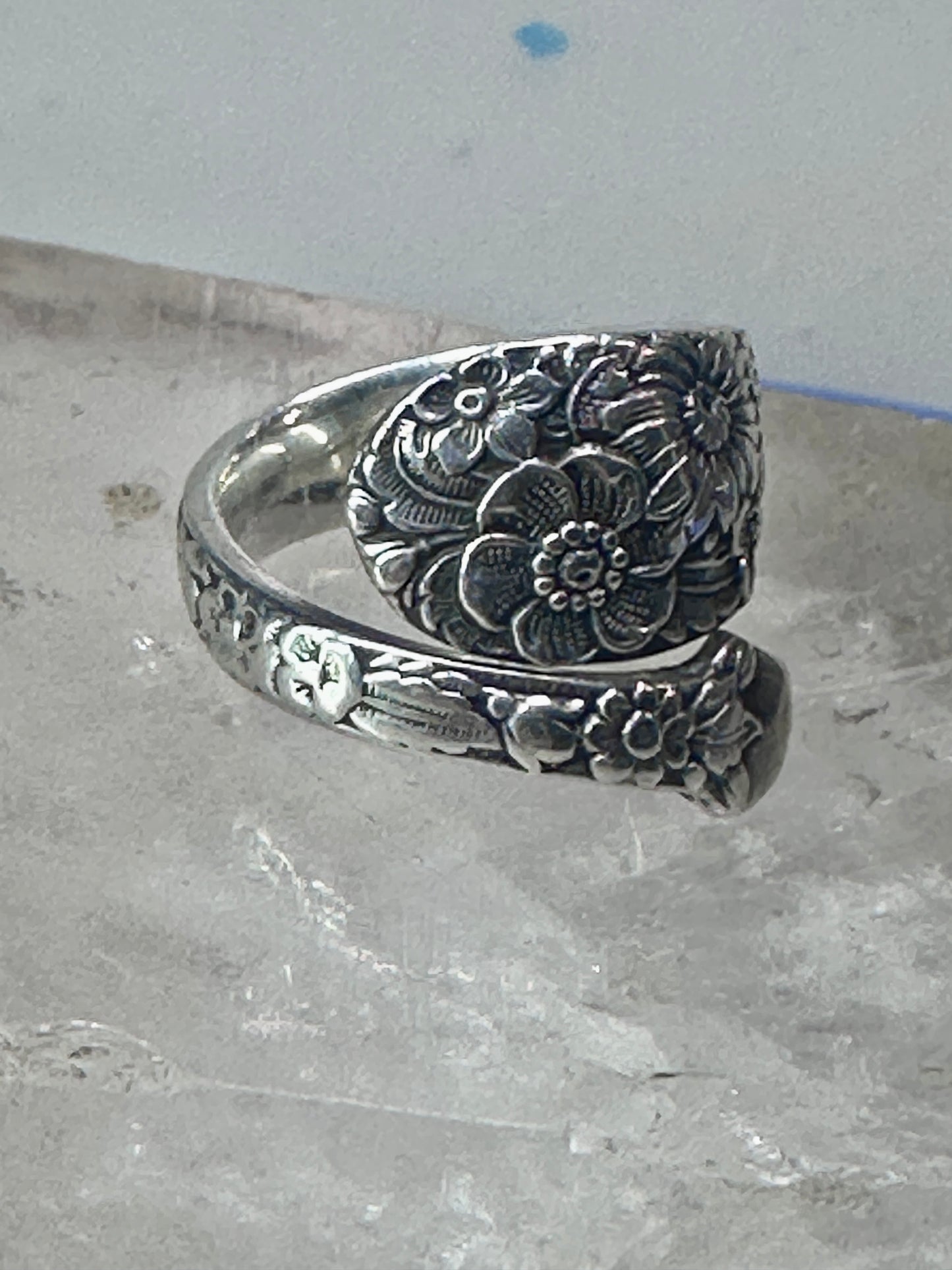 Floral Spoon ring flowers band size 5.50 sterling silver women girls&nbsp;