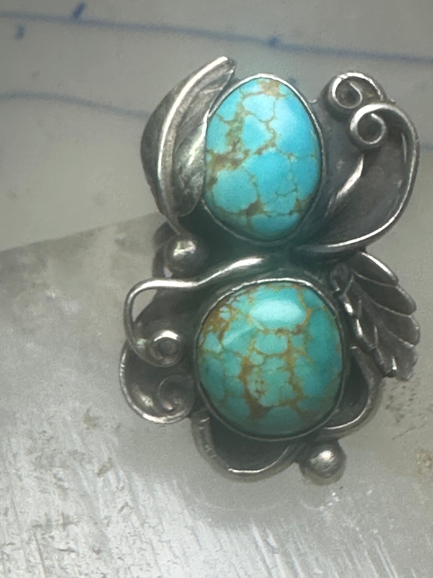 Navajo ring long turquoise size 5 sterling silver women girls