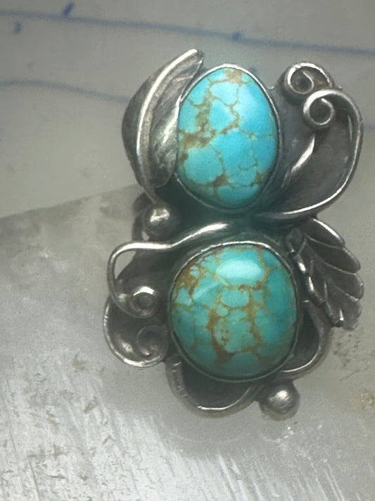 Navajo ring long turquoise size 5 sterling silver women girls