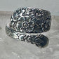 Floral Spoon ring flowers band size 5.50 sterling silver women girls&nbsp;