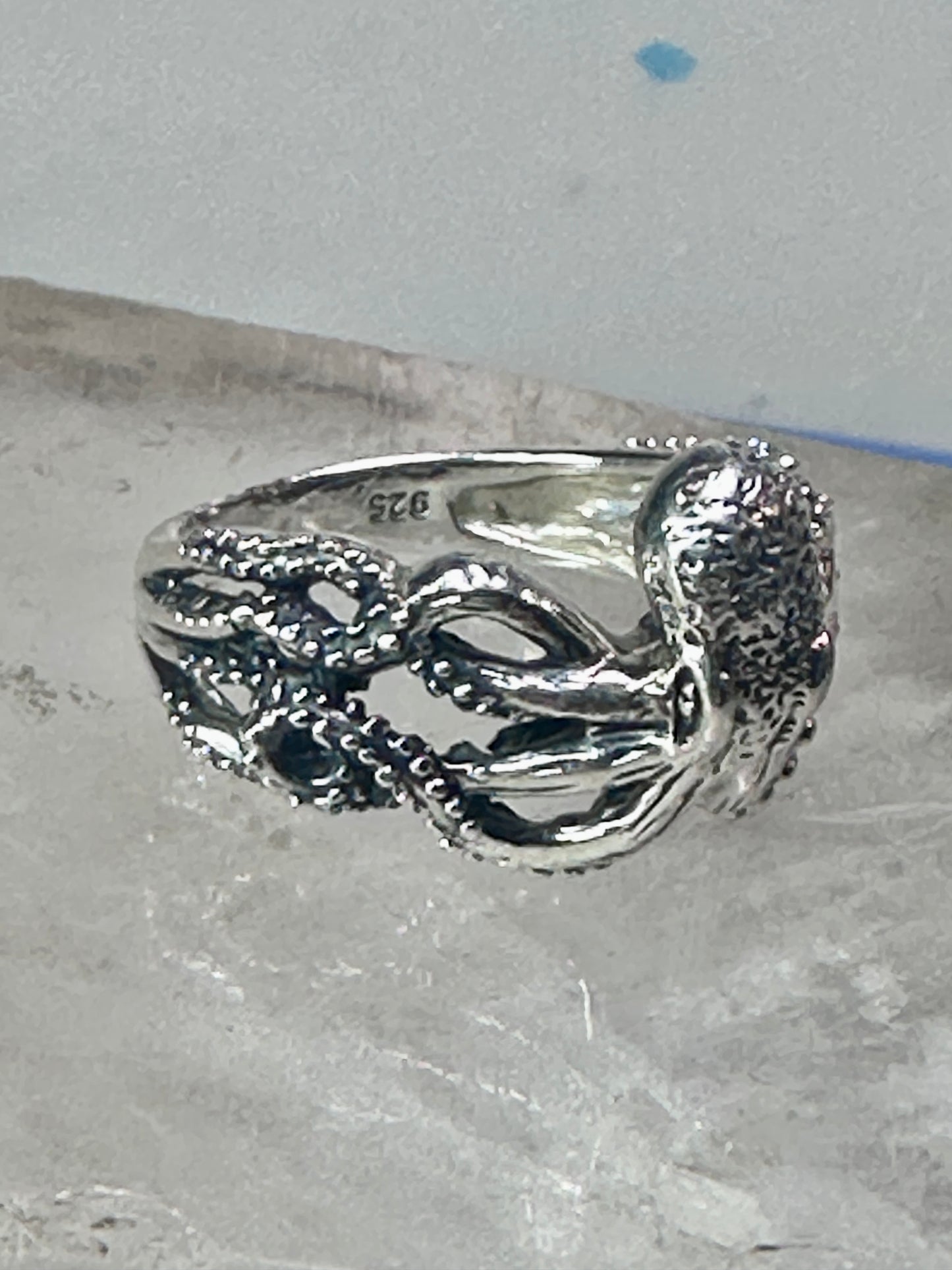 Octopus ring ocean band size 6.75 sterling silver women girls
